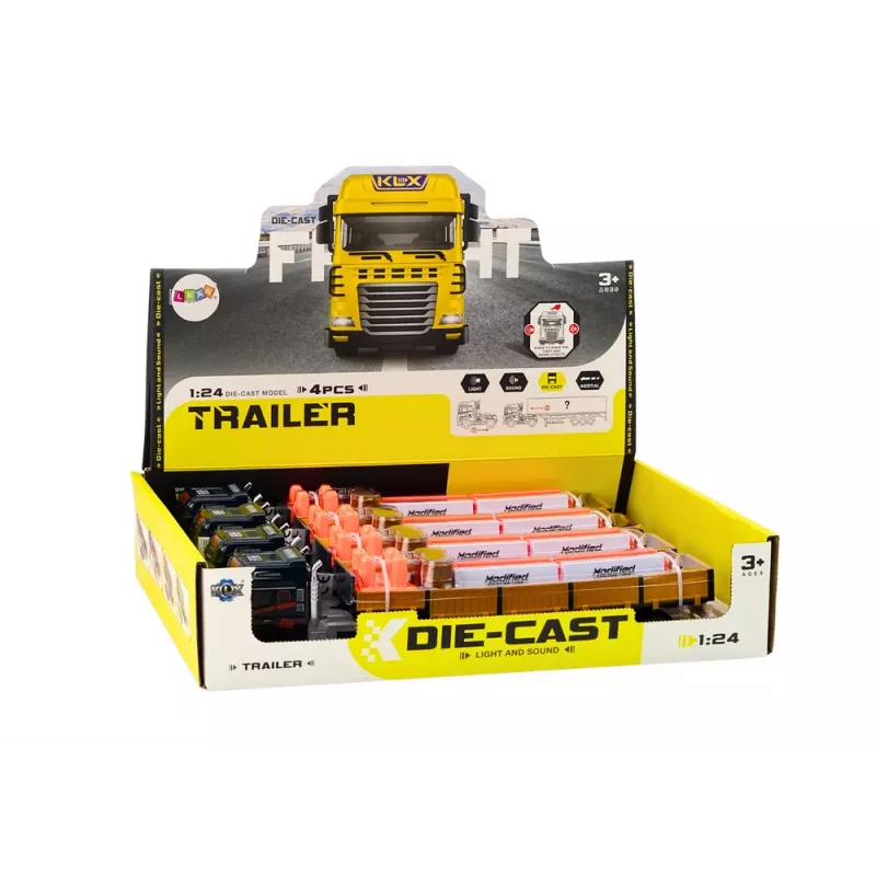LEAN TOYS Truck With Trailer Blue 1:24 TIR Car Truck Accessories Sounds