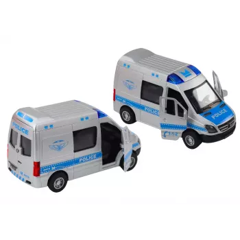 LEAN TOYS Policijos automobilis 1:32 su atsidarančiomis durelėmis, šviesomis ir garsais