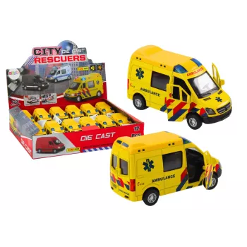 LEAN TOYS Ambulance 1:32 Opening Doors Lights Sounds Drive Geltona