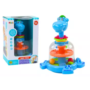 LEAN TOYS Hippopotamus Spinning Top With Balls For Babies Blue