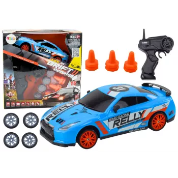 LEAN TOYS nuotoliniu valdymu R/C sportinis automobilis 1:24 mėlynas su keičiamais ratais