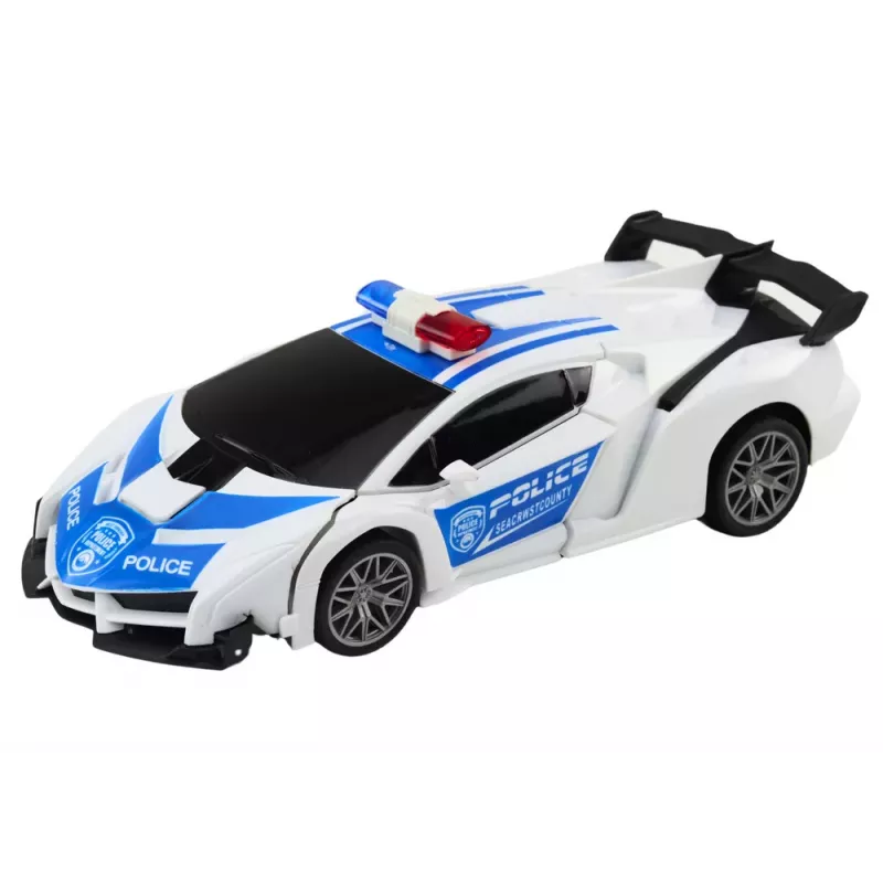 LEAN TOYS R/C Policijos Automobilis 2in1 Automobilis Robotas Garsas Šviesos