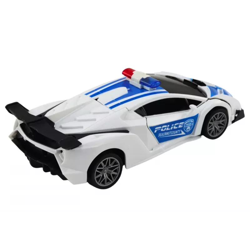LEAN TOYS R/C Policijos Automobilis 2in1 Automobilis Robotas Garsas Šviesos