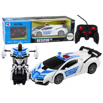 LEAN TOYS R/C Policijos Automobilis 2in1 Automobilis Robotas Garsas Šviesos