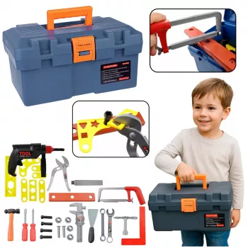 LEAN TOYS DIY rinkinys įrankių dėžėje su gręžimo priedais, 100 dalių