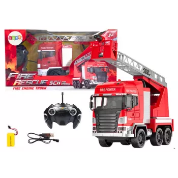 LEAN TOYS Gaisrinis automobilis su strėle nuotolinio valdymo RC purškimo šviesomis