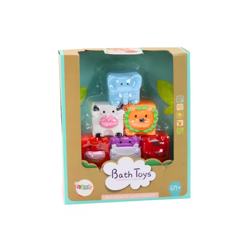 LEAN TOYS Soft Educational Bath Blocks Animals