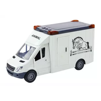 LEAN TOYS Horse Transporter Car Opening Doors Light Sound White