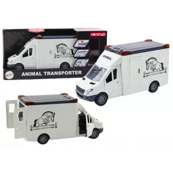 LEAN TOYS Horse Transporter Car Opening Doors Light Sound White