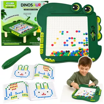 LEAN TOYS Edukacinė magnetinė lenta Dinozaurų dėlionė Žalia