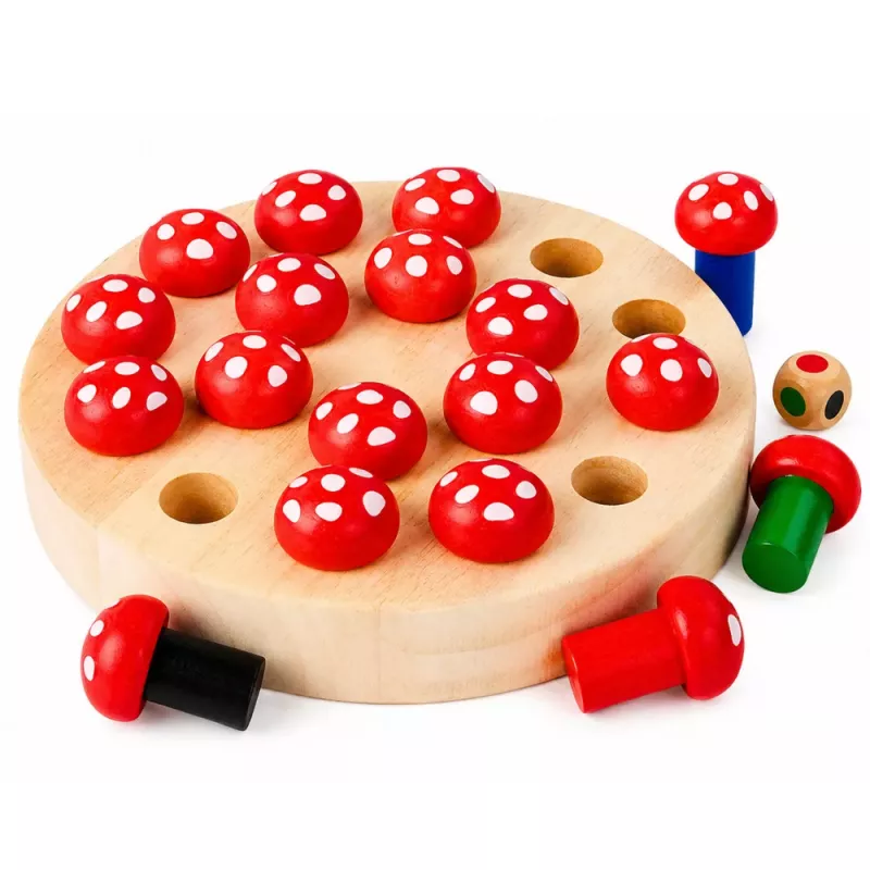 LEAN TOYS Family Memory Game Toadstools Wooden