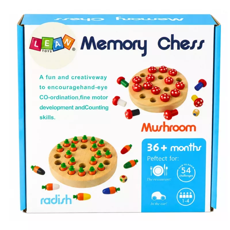 LEAN TOYS Family Memory Game Toadstools Wooden