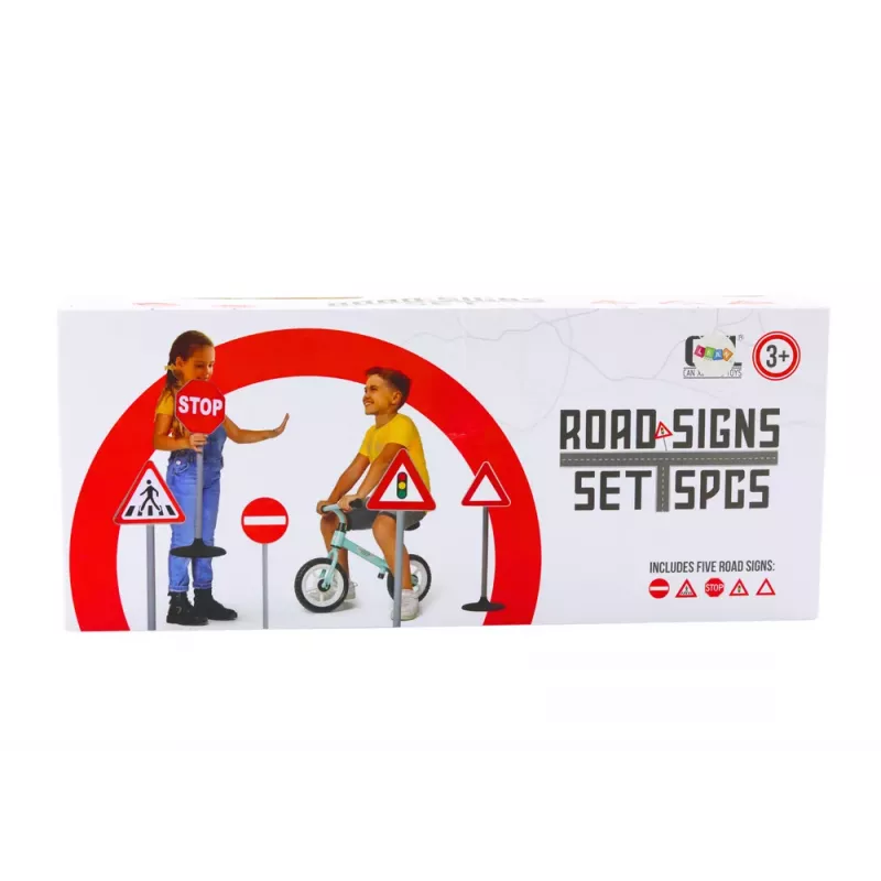 LEAN TOYS Educational Road Signs Warning Set 5 Pcs 70cm