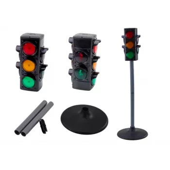 LEAN TOYS Policijos pareigūno edukacinis rinkinys su šviesoforu, 10 dalių