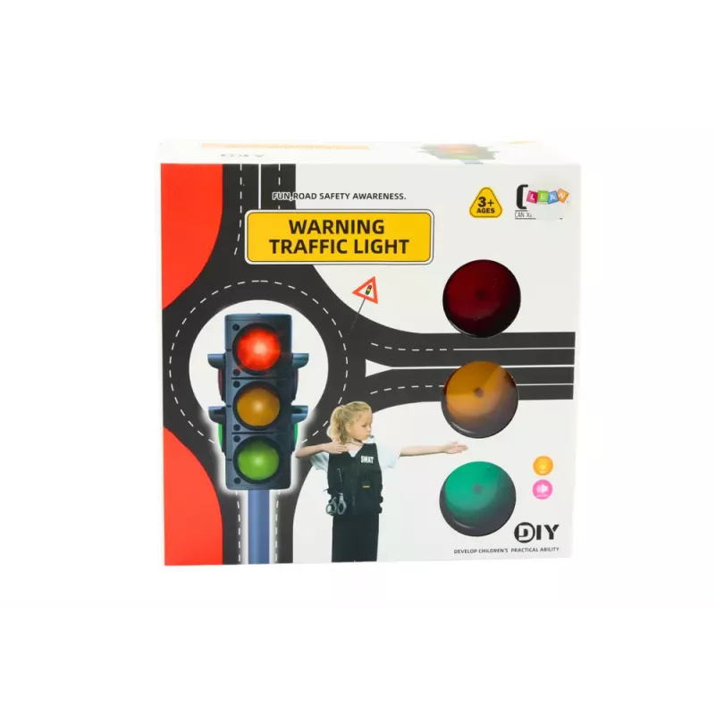 LEAN TOYS Policijos pareigūno edukacinis rinkinys su šviesoforu, 10 dalių