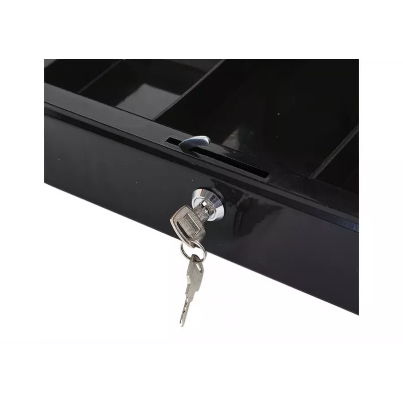 LEAN Cash Box Metal With Compartments 2 Keys Black