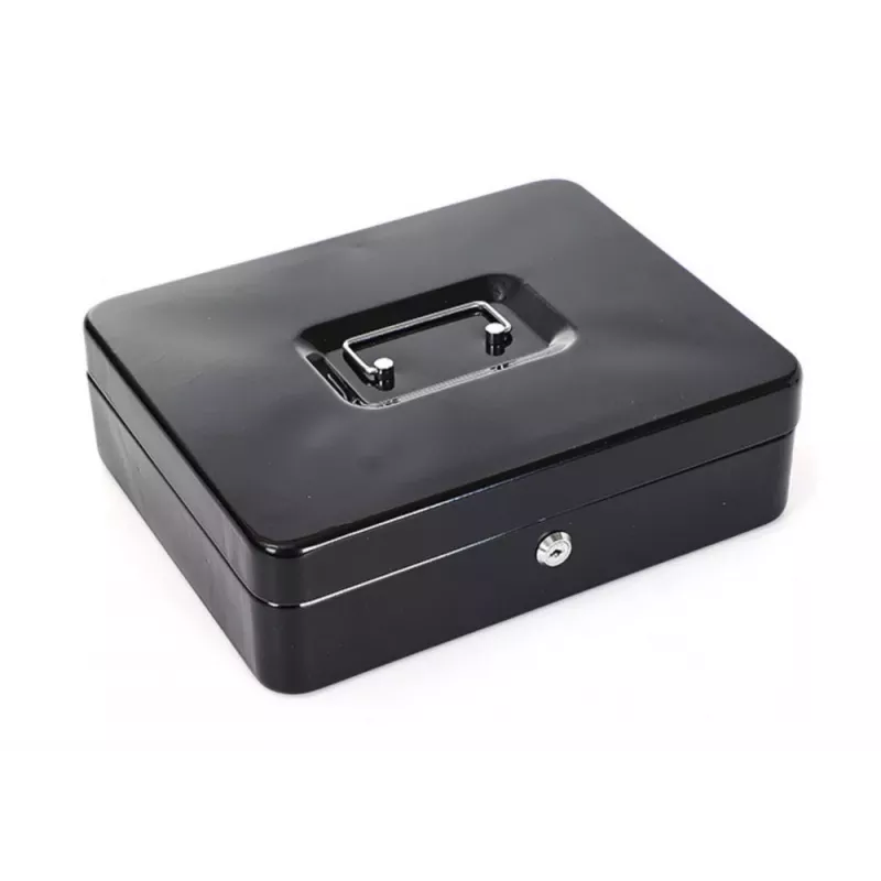 LEAN Cash Box Metal With Compartments 2 Keys Black