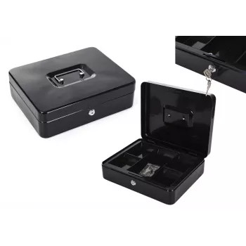 LEAN Cash Box Metal With Compartments 2 Keys Black