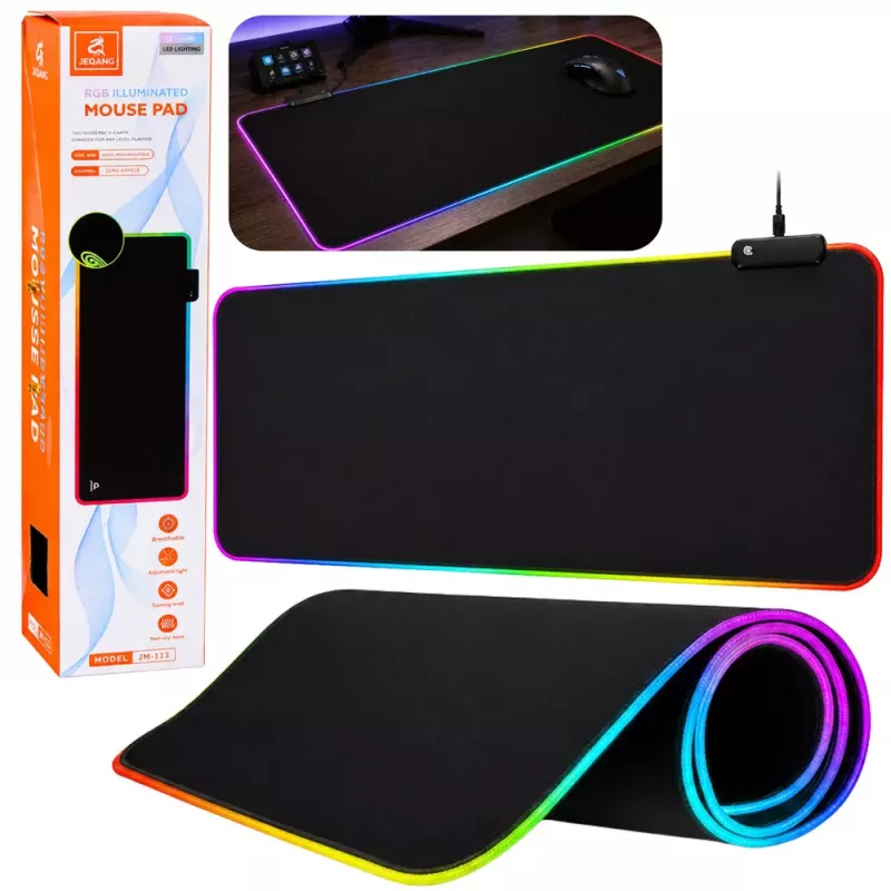 LEAN klaviatūros ir pelės kilimėlis su LED apšvietimu 30x80cm
