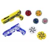 LEAN TOYS Gun Launcher Set 4 Metal Discs Blue Yellow Lights
