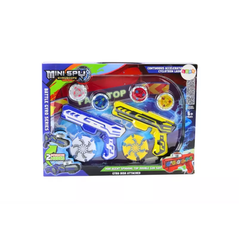 LEAN TOYS Gun Launcher Set 4 Metal Discs Blue Yellow Lights