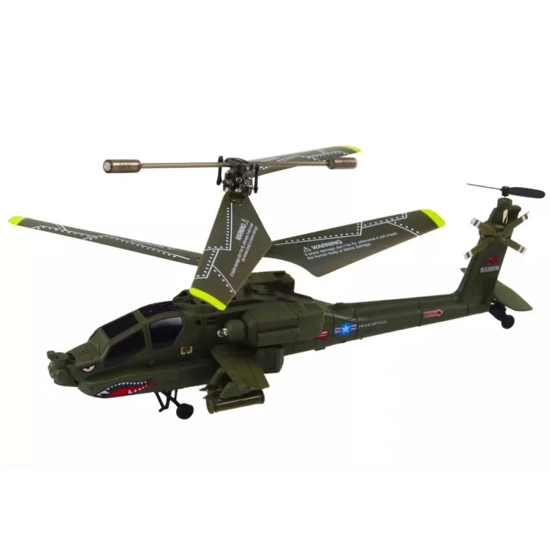Sraigtasparnis LEAN TOYS Apache Military Helicopter Remote Controlled RC Syma S109H Khaki
