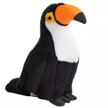 LEAN TOYS Minkštas žaislas Talismanas Tukano paukštis Juodas ir Baltas 30cm