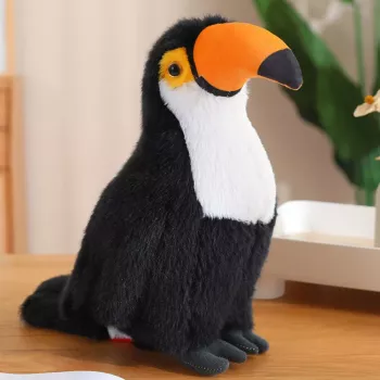 LEAN TOYS Minkštas žaislas Talismanas Tukano paukštis Juodas ir Baltas 30cm
