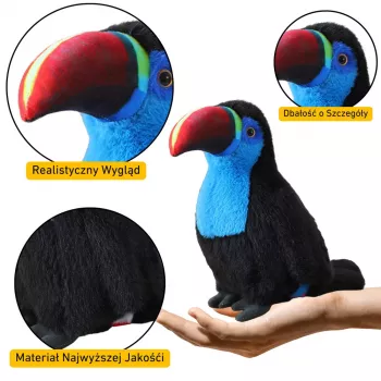 LEAN TOYS Plush Toucan Bird Plush Toy Mascot Cuddly Toy Blue 40cm