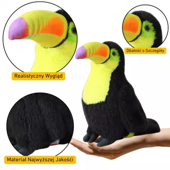 LEAN TOYS Plush Toucan Bird Plush Toy Mascot Cuddly Toy Yellow 35cm