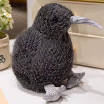 LEAN TOYS Plush Kiwi Bird Soft Toy Mascot Cuddly Toy Black 17cm