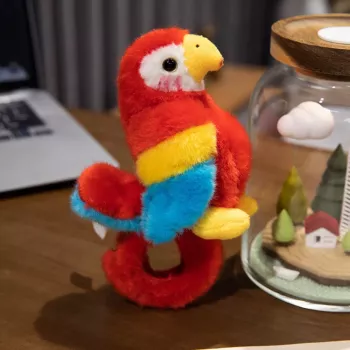 LEAN TOYS Plush Mascot Parrot Wristband Bracelet Hand Red