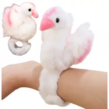 LEAN TOYS Plush Swan Mascot Wristband Bracelet Hand White