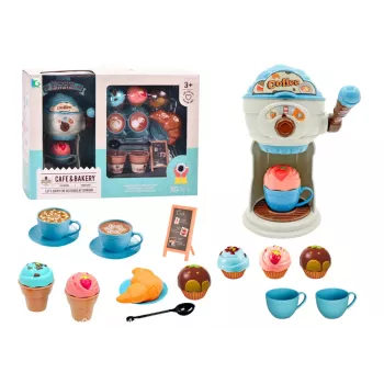 LEAN TOYS Saldumynų kavinės rinkinys su ledų aparatu, puodeliais, keksiukais – 38 dalių vaidybinis žaidimų rinkinys