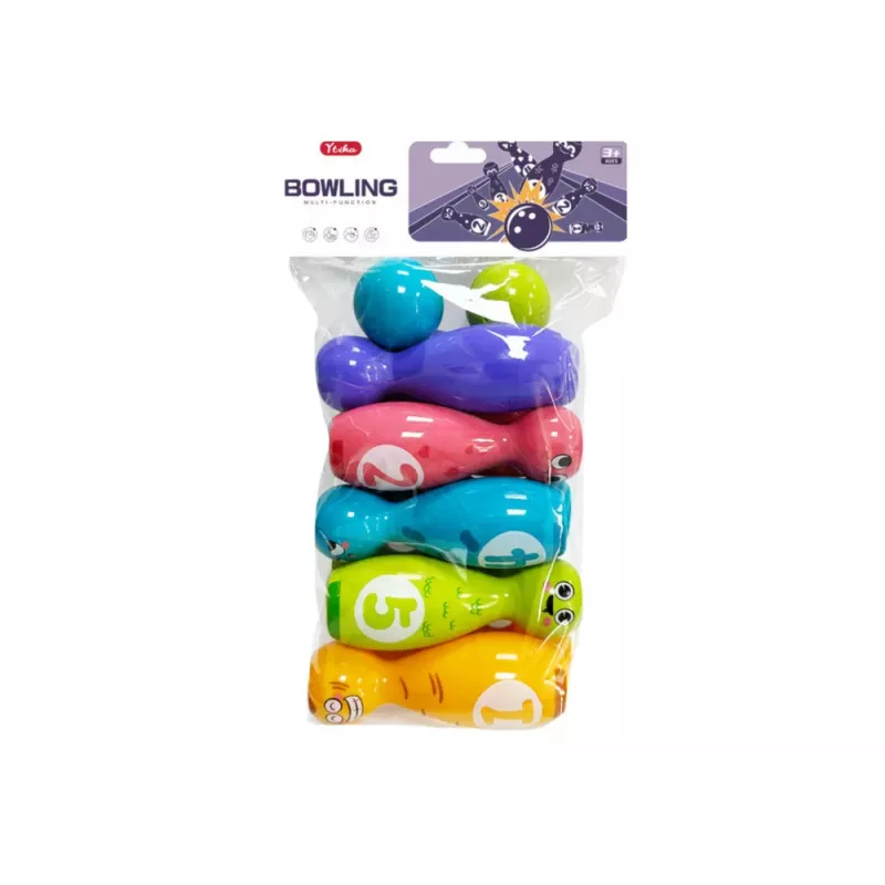 LEAN TOYS Bowling Set Smiley Balls Colored 10pcs