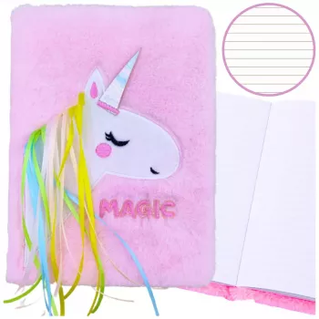 LEAN Plush Fur Notebook Lined With Unicorn Mane Colorful A5