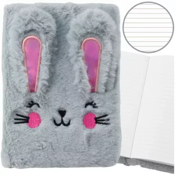 LEAN Plush Fur Notebook Lined Notebook With Rabbit Colored A5