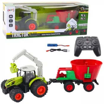 LEAN TOYS Agricultural Tractor With Seeder And Rotary Grabber Remote Controlled 2.4G