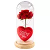 LEAN Eternal Rose in Dome su LED apšvietimu raudona su širdele 18,5x8 cm