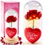 LEAN Eternal Rose in Dome su LED apšvietimu raudona su širdele 18,5x8 cm