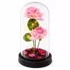 LEAN Eternal Roses in Dome with LED Lighting and Rose Petals Pink 21x11cm