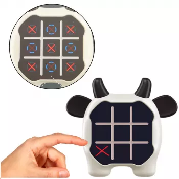 LEAN TOYS Electronic Game 3in1 Tic Tac Toe Memory Cow Black and White