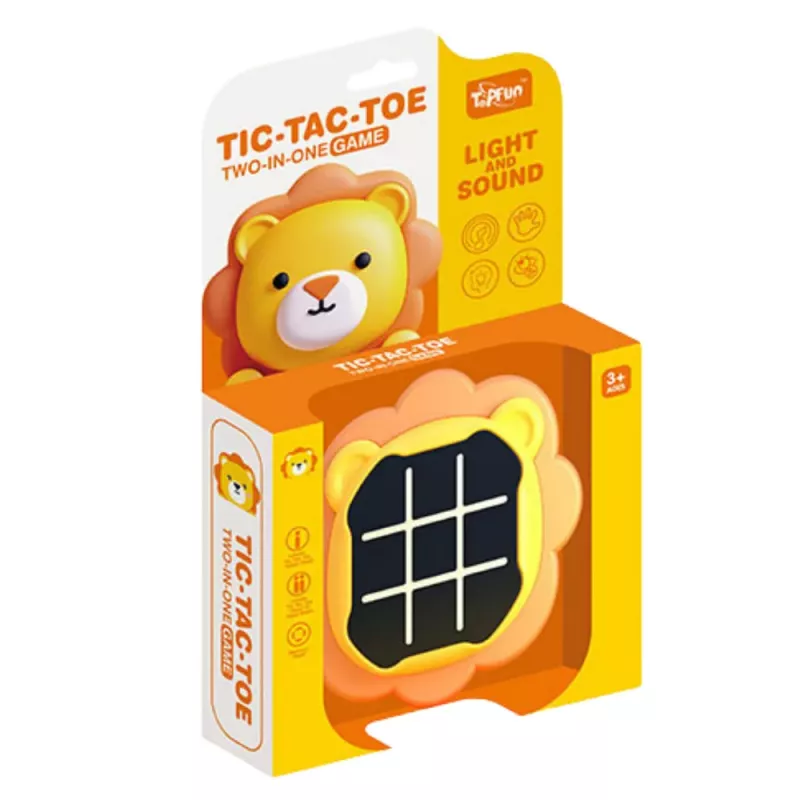 LEAN TOYS Electronic Game 3in1 Tic-Tac-Toe Memory Lion Orange