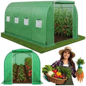 LEAN Foil Tunnel Garden Greenhouse for Vegetables Windows Green UV 4.5x2x2 M 9M²