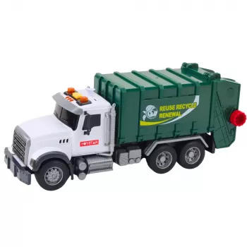 LEAN TOYS Šiukšliavežis su Šiukšlių Dėžėmis, Šviesomis ir Garsais, Žalias, Mastelis 1:14
