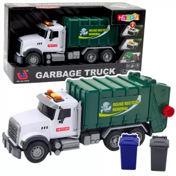 LEAN TOYS Šiukšliavežis su Šiukšlių Dėžėmis, Šviesomis ir Garsais, Žalias, Mastelis 1:14