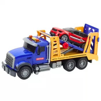 LEAN TOYS Automobilių vežimo sunkvežimis su šviesomis ir garsais, 4 automobiliukai