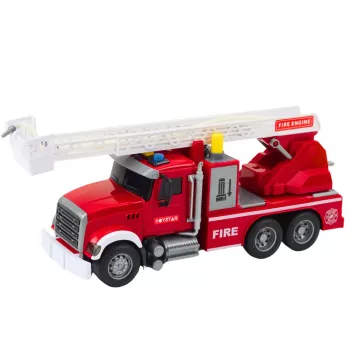LEAN TOYS Fire Truck With Boom Water Lights Sounds Red 1:14