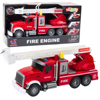 LEAN TOYS Fire Truck With Boom Water Lights Sounds Red 1:14