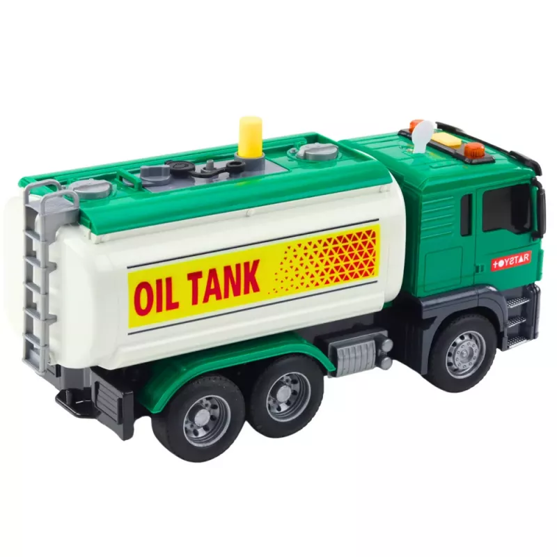 LEAN TOYS Truck Tanker Water Lights Sounds Green 1:14